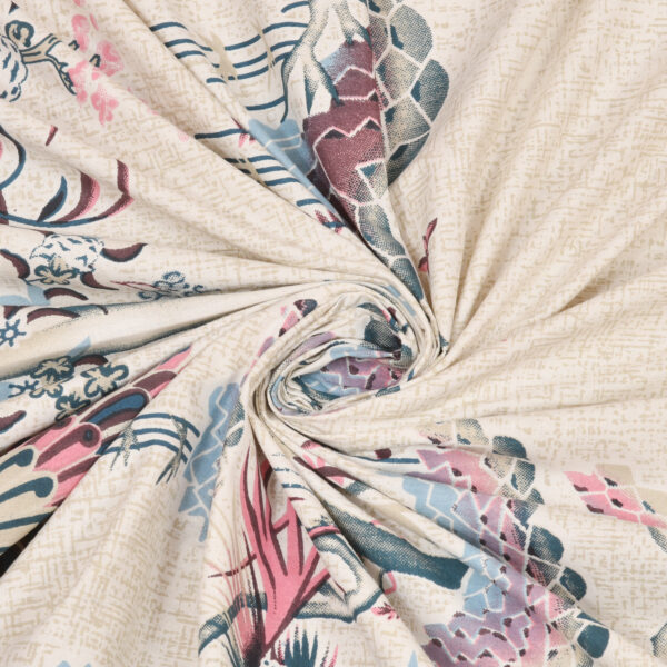 Beige Scenic Bird Print Cotton Double Bedsheet Set | CastileIndia - Image 2