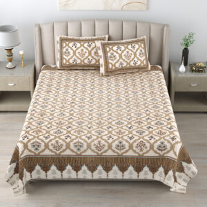 Mughal Block Print Cotton Double Bedsheet Set
