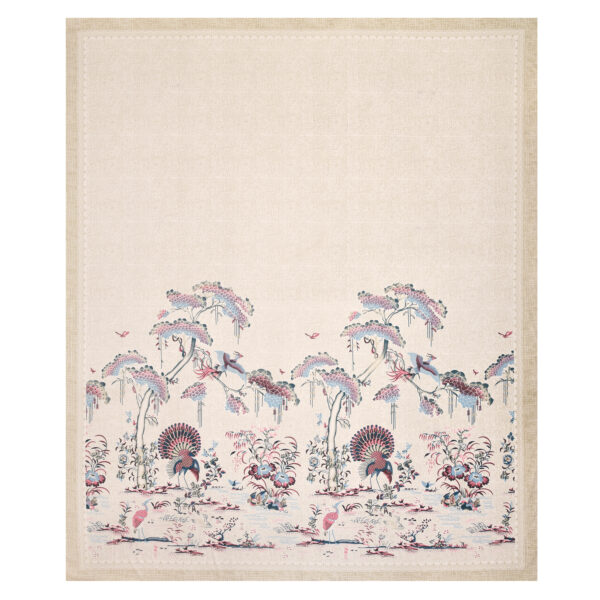 Beige Scenic Bird Print Cotton Double Bedsheet Set | CastileIndia - Image 4