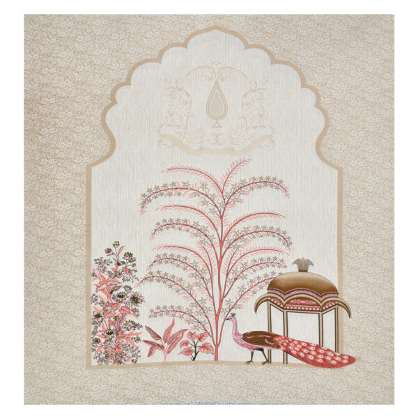 Antique White & Pink Peacock Print Cotton Bedsheet Set - Image 5