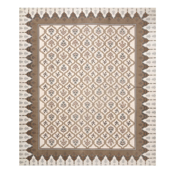 Traditional Beige and Brown Jaipuri Cotton Bedsheet Covers - Image 4
