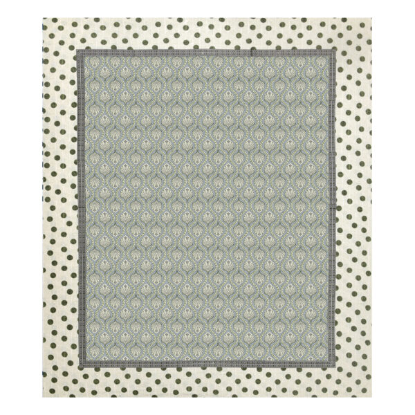 Green And Beige Block Print Cotton Double Bedsheet | CastileIndia - Image 4